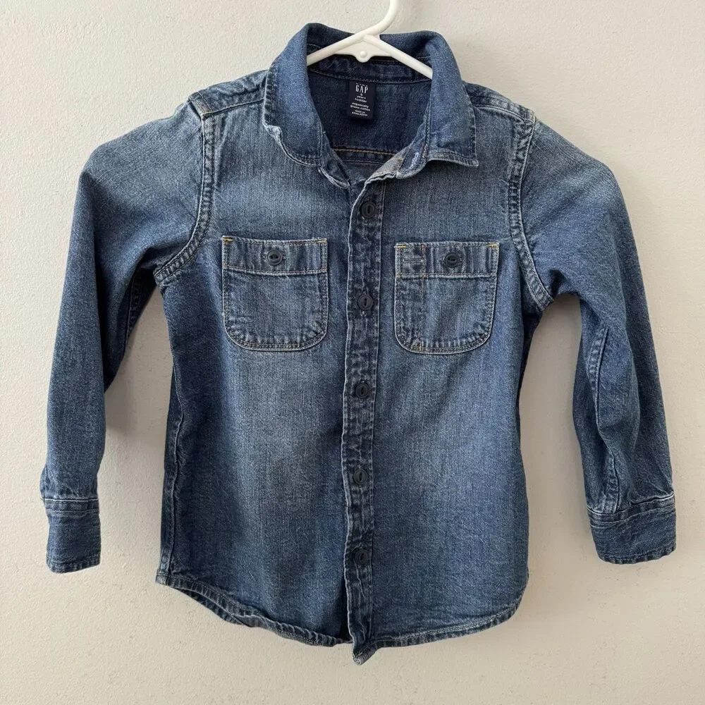 GAP Kids Long Sleeve‎ Denim Top Medium Wash Size 5